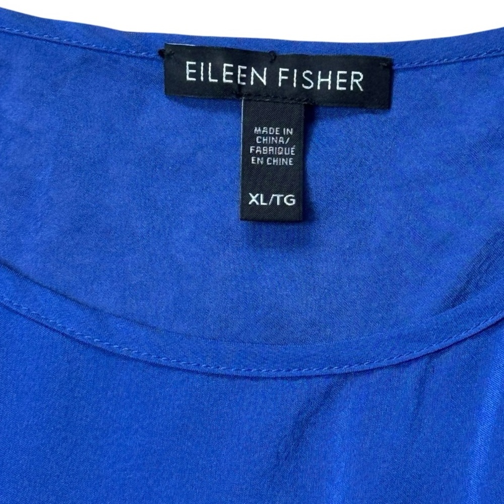 Eileen Fisher Silk Blend Scoop Neck Woven Contrast Tunic size XL - Picture 8 of 11
